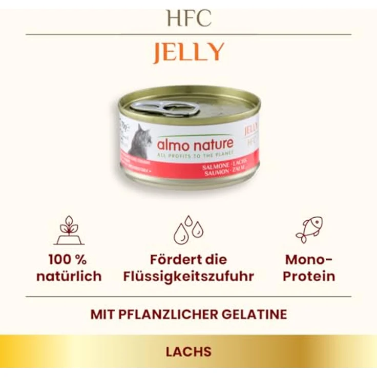 Almo Nature HFC Jelly - Nassfutter für Katzen, Lachs, Glutenfrei, Monoprotein, Human Grade, 6 x 70g – Bild 3