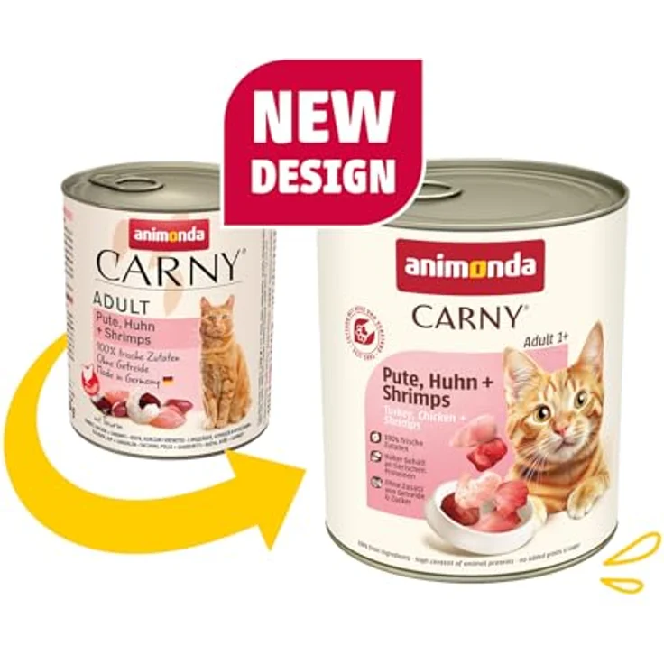 animonda Carny Katzen Nassfutter Pute + Huhn + Shrimps, getreidefrei, zuckerfrei, 6 x 800g, frische fleischige Zutaten – Bild 2
