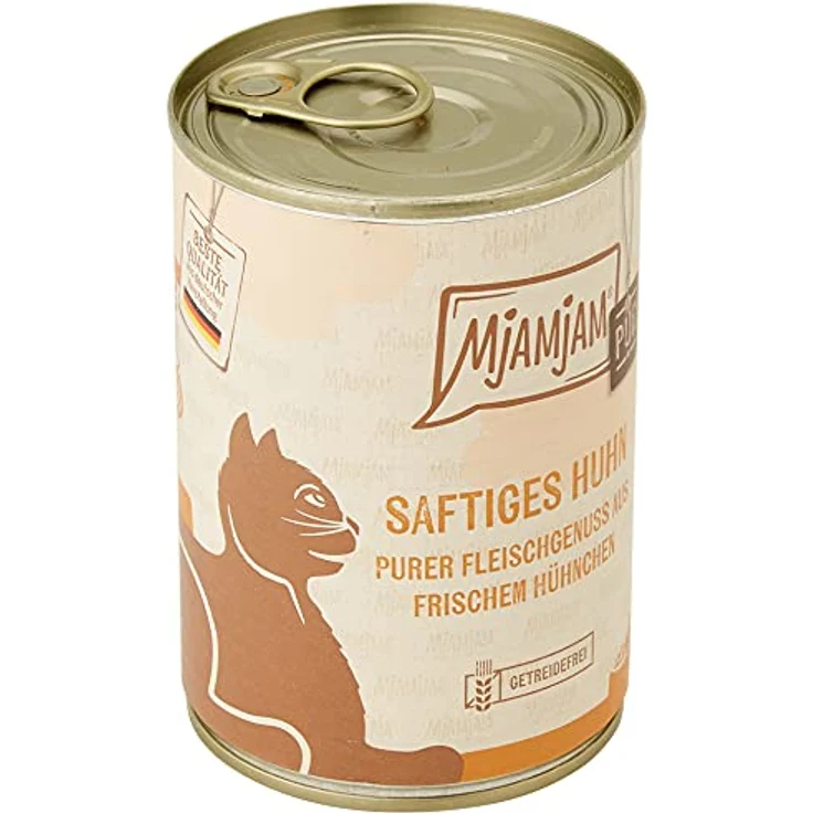 MjAMjAM Premium Nassfutter für Katzen - saftiges Hühnchen pur, getreidefrei, 6er Pack (6 x 400g) mit extra viel Fleisch – Bild 4