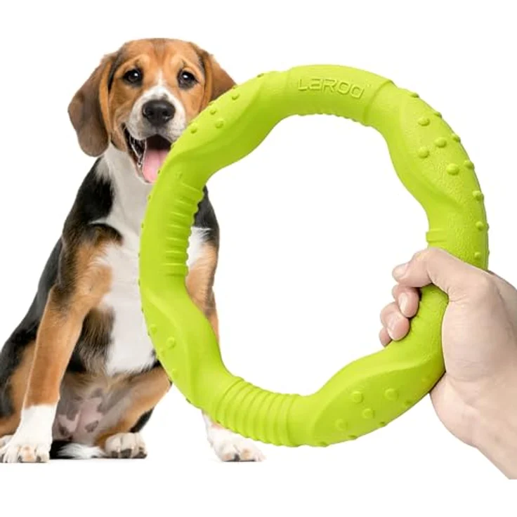 LaRoo Hund Frisbee Fitness Ring, 22 cm unzerstörbare Flugscheibe, schwimmfähig und wasserfest für mittelgroße und kleine Hunde – Bild 1