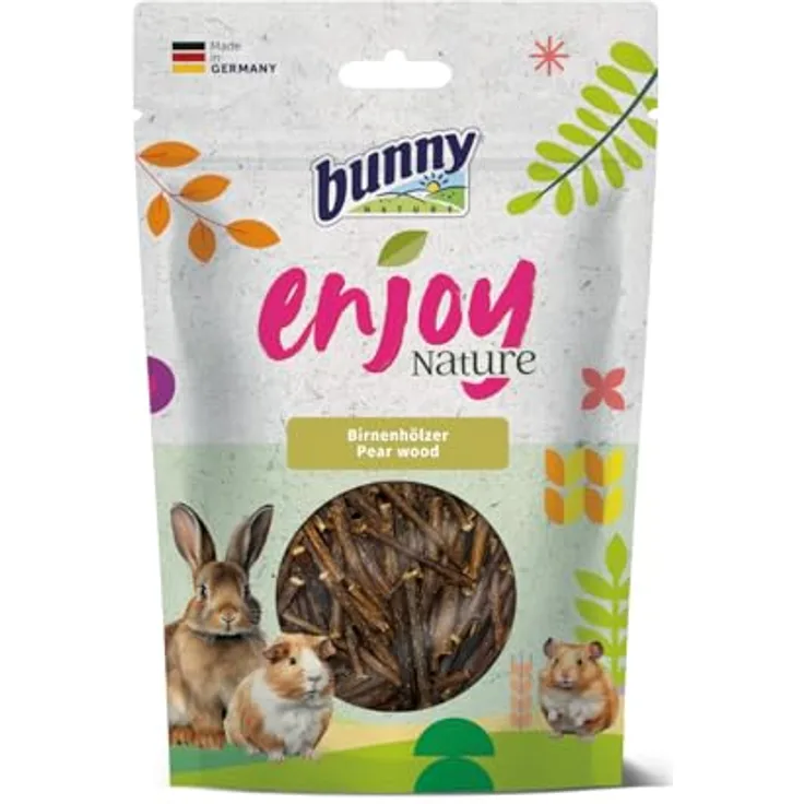 Bunny EnjoyNature Birnenhölzer, Einzelfuttermittel für Zwergkaninchen und Nagetiere, 100 g, natürliche Zahnpflege und intensive Knabberbeschäftigung