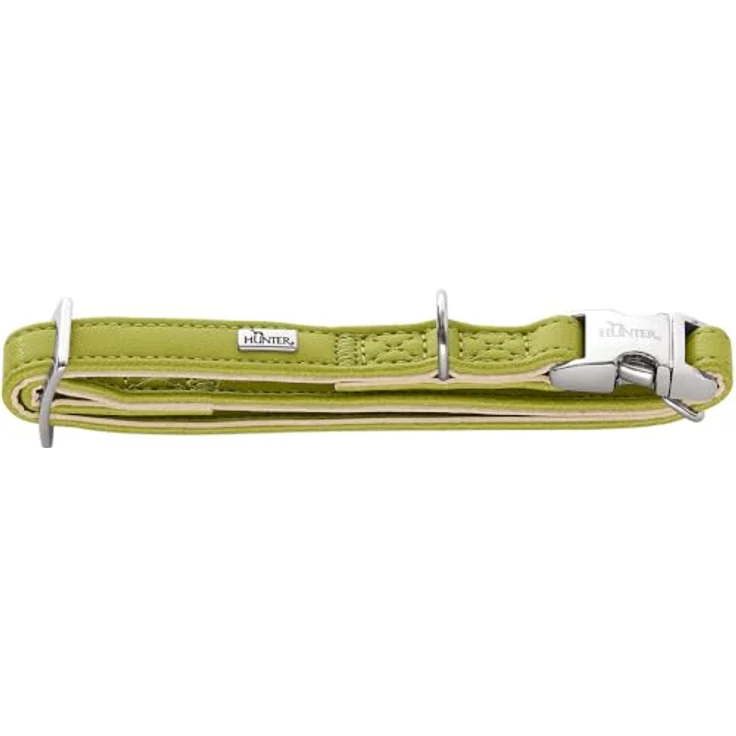 HUNTER Hundehalsung Amalfi ALU-Strong, grün, stufenlos verstellbar, Kunstleder in Nappa-Optik, vegan, mit robustem Alu-Strong Verschluss, Made in Germany, Größe 40-55/L – Bild 1