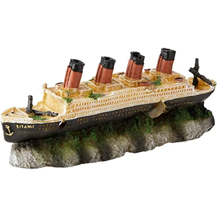 Europet-Bernina Aquariendeko Titanic Schiffswrack mit Ausströmer, 39 cm, ungiftig für Süß- und Meerwasseraquarien