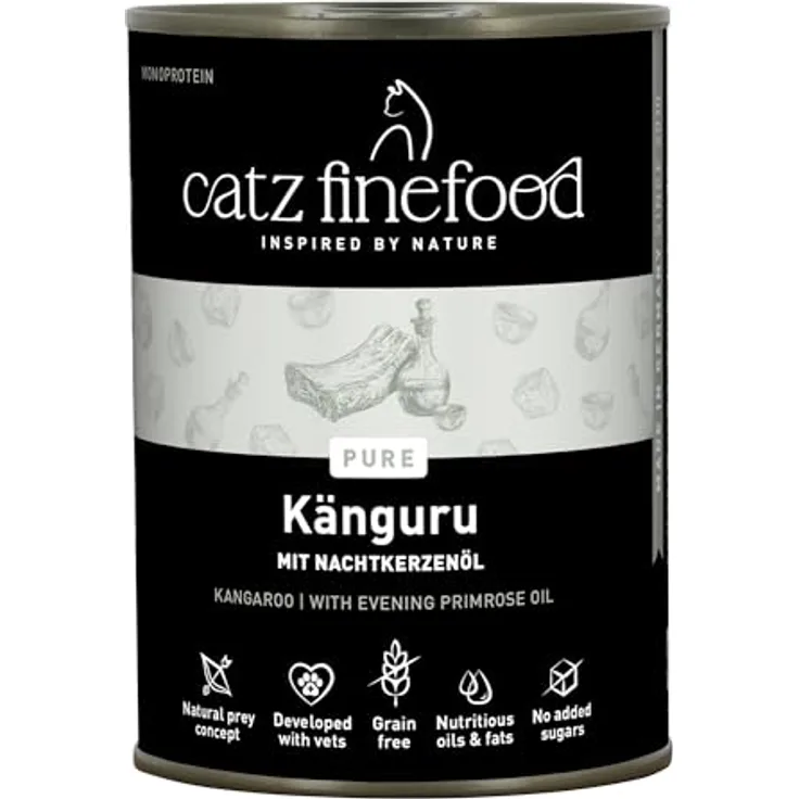 catz finefood Purrrr Känguru Monoprotein Katzenfutter nass N° 107, 70% Fleischanteil, ohne Getreide, 6 x 400 g Dose
