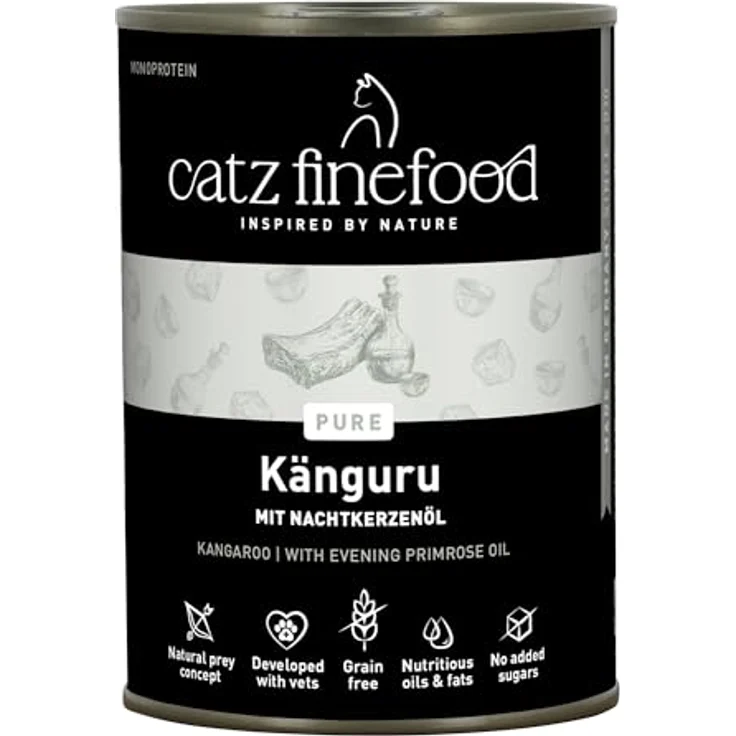 catz finefood Purrrr Känguru Monoprotein Katzenfutter nass N° 107, 70% Fleischanteil, ohne Getreide, 6 x 400 g Dose – Bild 1