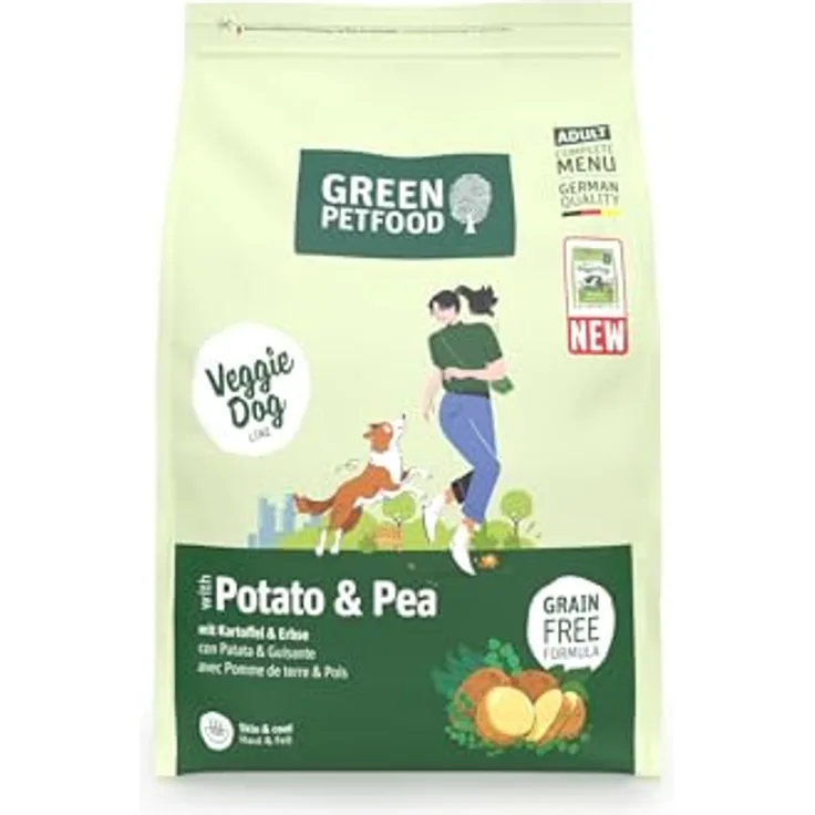 Green Petfood VeggieDog, Premium Trockenfutter für erwachsene sensible Hunde, 100% vegetarisch & weizenfrei, mit Kartoffel & Erbse, 1 x 3 kg