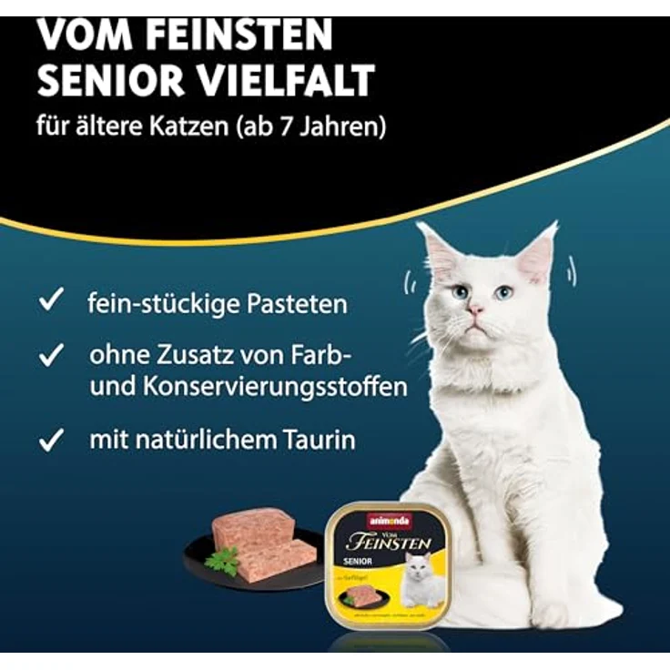 animonda Vom Feinsten Senior Vielfalt 32 x 100 g, Premium Nassfutter für ältere Katzen ab 7 Jahren, ohne Getreide und Zucker, mit 100 % frischen, fleischlichen Zutaten – Bild 2
