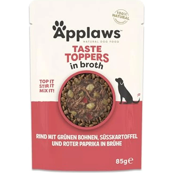 Applaws Taste Toppers, 100% natürliche Wet Hundefutter Topper, getreidefreies Rindfleisch mit Gemüse in Brühe, 12 x 85g Beutel – Bild 2