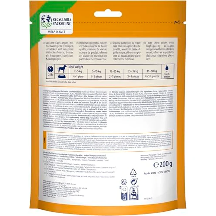 Vitakraft Chews Collagen Stick Chicken, leicht verdauliche Kaustangen für verdauungssensible Hunde, 200 g – Bild 7