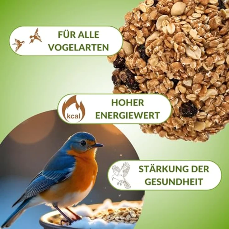 KLASEBO Fettfutter für Wildvögel, Ganzjähriges Mischfutter mit hohem Fettgehalt, 25 kg Streufutter für 4 Jahreszeiten – Bild 2