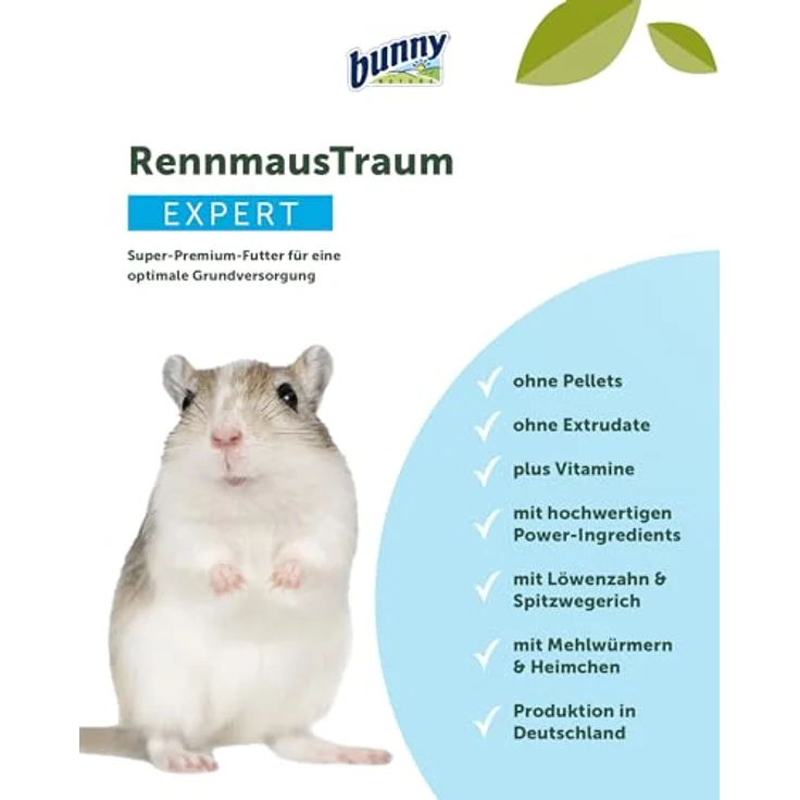 bunnyNature RennmausTraum Expert, Alleinfuttermittel mit Vitaminen, Mehlwürmern & hochwertigen Zutaten, 500g – Bild 2