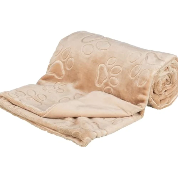 Trixie Hundedecke Barry Softplush Beige, hypoallergenes Hundebett + Katzenbett, 150 x 100 cm, zweischichtiges Design mit Velours-Finish – Bild 2