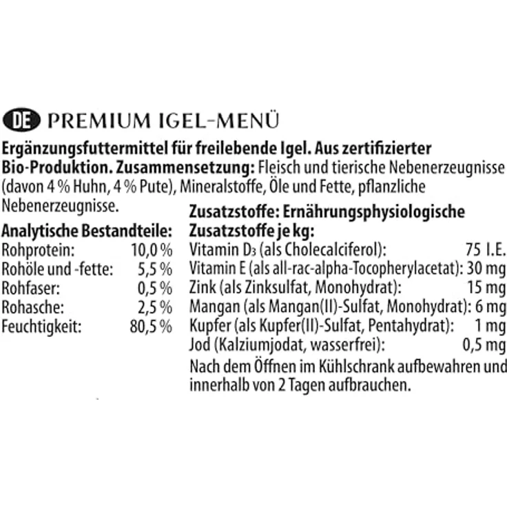 Dehner Natura Igel-Menü, artgerechtes Nassfutter für Igel, proteinreich, 16 x 100 g – Bild 5