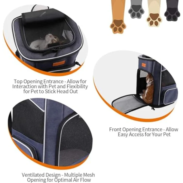 Morpilot Katzenrucksack, Hunderucksack mit atmungsaktivem Mesh-Design, faltbar und mit transparentem Fenster, sichere Reißverschlussfunktion, für Haustiere bis 7 kg – Bild 5