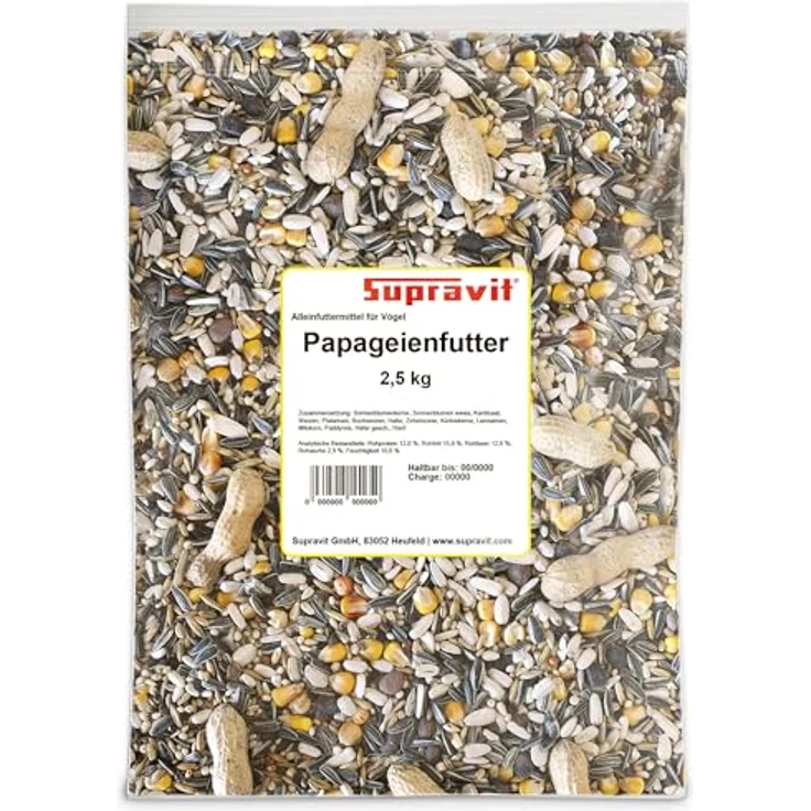 Supravit Papageienfutter 2,5kg – Premium Saaten- & Körnermischung für Papageien aller Arten, hergestellt in Deutschland – Bild 1