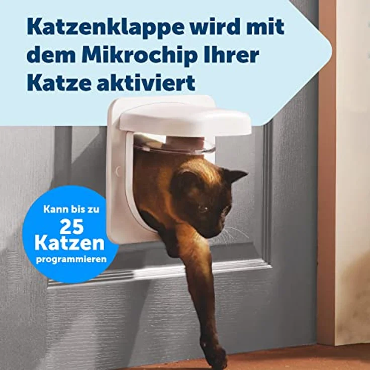 PetSafe Petporte Smart Flap Mikrochip Katzenklappe, Automatischer Zugang mit Chip-Erkennung, Für Katzen bis 7 kg, Installierbar in Wänden oder Türen – Bild 2
