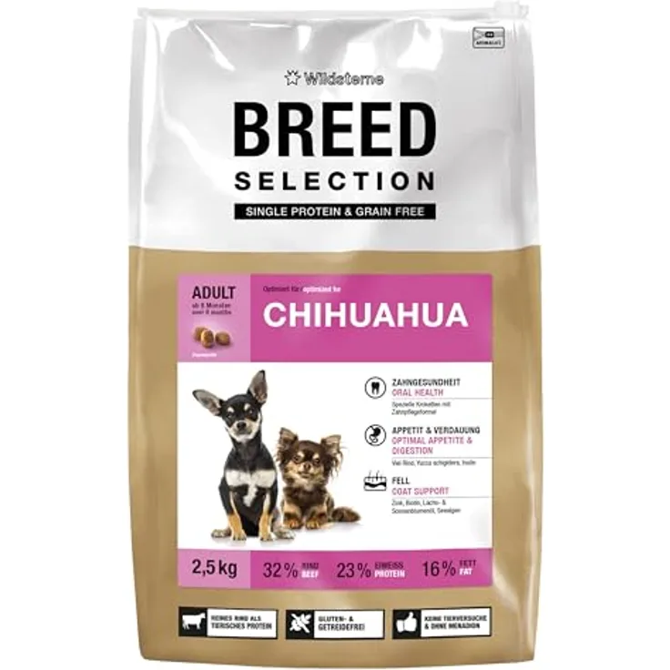 Wildsterne Breed Selection Chihuahua, 2,5 kg | Getreidefreies Monoprotein-Trockenfutter | von Tierärzten entwickelt, hypoallergen und leicht verdaulich