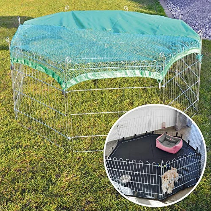 Zooprinz Freigehege Summer mit Bodenschutz, faltbares Gittergehege für Hasen, Kaninchen und Welpen, einfacher Aufbau, 8 Elemente (60x60 cm oder 75x75 cm) – Bild 1