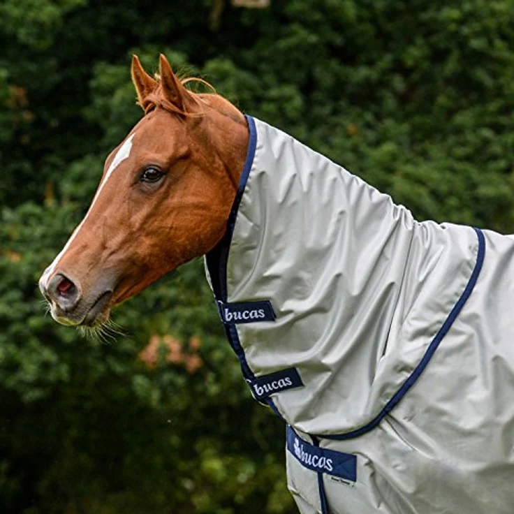 Bucas Power Turnout Combi Neck, Halsteil, wasserdicht und atmungsaktiv, Silber, Grösse L (Rückenlänge 145 cm) – Bild 4