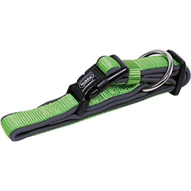 Nobby Halsband Classic Preno, neon grün / grau L: 450-65 cm, B: 25/35 mm, 1 Stück – Bild 2