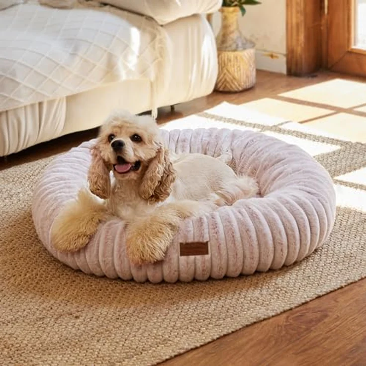 FUKUMARU Orthopädisches Hundebett und Katzenbett, waschbare Abdeckung, modernes Design mit Farbverlauf, 76 x 76 x 18 cm, Rosa – Bild 1