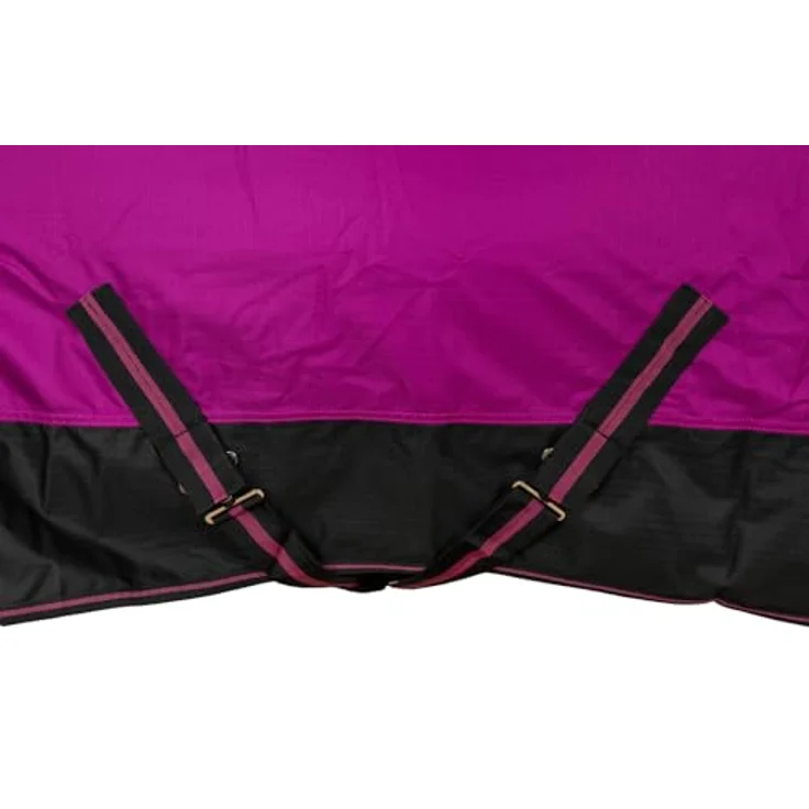 RL24 Winterdecke Weidedecke 600D Basicline, atmungsaktive, wind- und wasserdichte Outdoordecke mit Innenfutter und Kreuzbegurtung, Pferdedecke in Beere/Schwarz, 95 cm (100 g/m² Füllung) – Bild 3