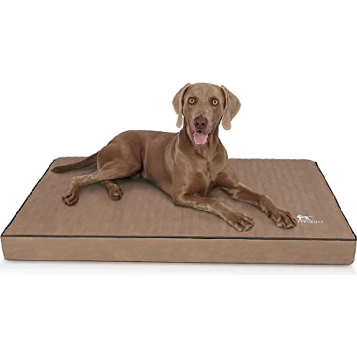 Knuffelwuff orthopädische Hundematte Palomino, XXXL 135 x 90cm Camel, rutschfester Unterboden, leicht zu reinigen, für große, mittelgroße und kleine Hunde – Bild 1