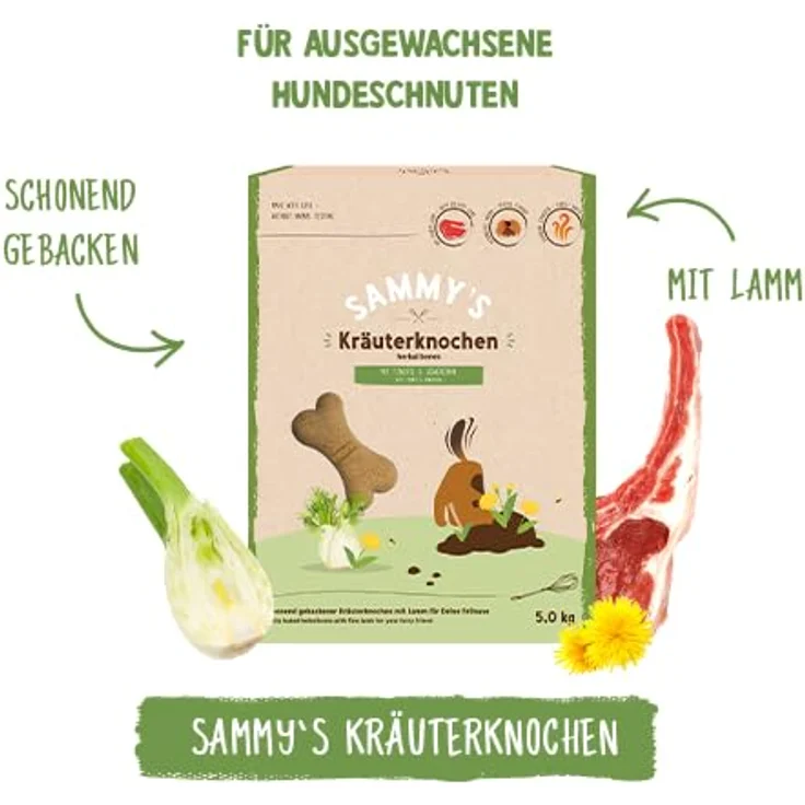 Bosch Sammy´s Kräuterknochen 1kg, Schonend gebacken mit feinem Lamm für sensible Hunde – Bild 2