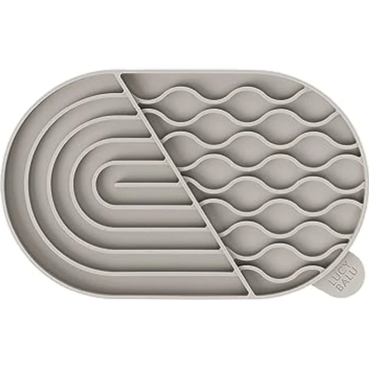 LucyBalu® ZENPAD Schleckmatte für Katzen | Lebensmittelechte Silikonmatte zum Schlecken | Rutschfest, Leicht zu Reinigen, Taupe – Bild 2