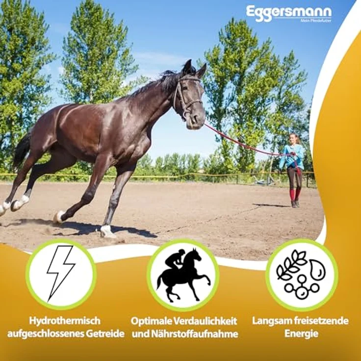 Eggersmann Maisflocken 15 kg, Einzelfuttermittel für Pferde & Ponys, Energiequelle für erhöhte Leistungsansprüche, unterstützt Gewichtszunahme, gut verdaulich – Bild 2