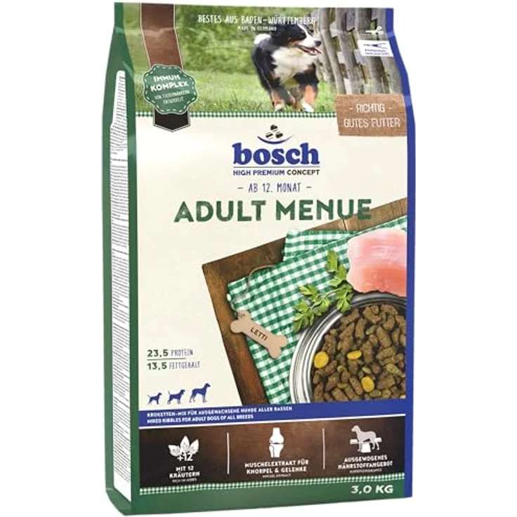 Bosch Hundefutter Adult Menü, ausgewogenes Alleinfutter für ausgewachsene Hunde, 3kg – Bild 1