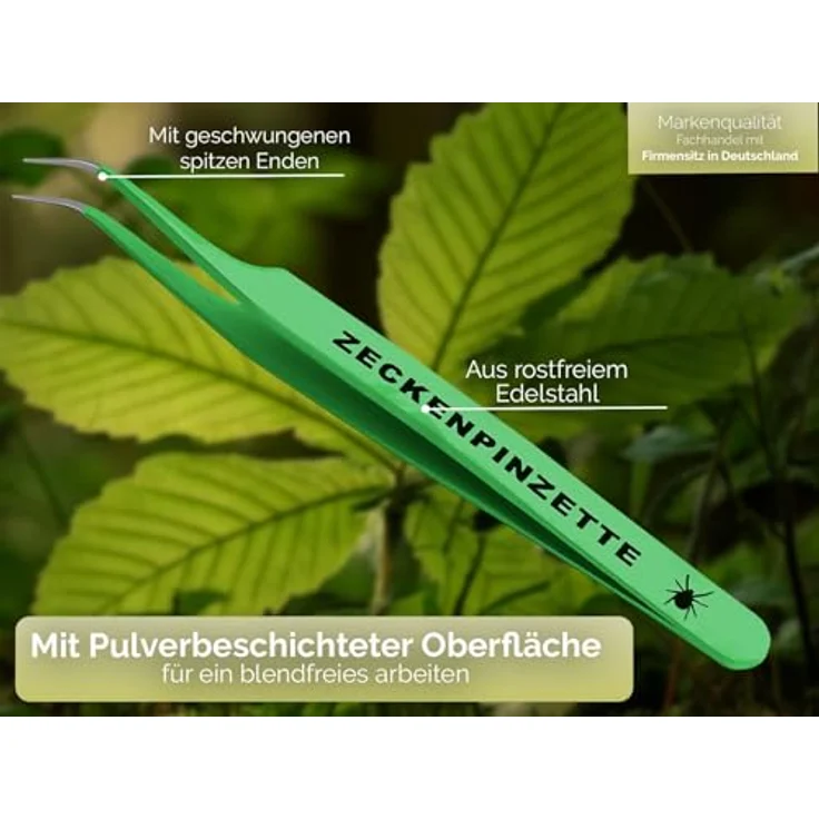 InstrumenteNrw Zeckenzange Zeckenpinzette für Hunde & Katzen, Edelstahl rostfrei, 11,5 cm, grün mit Etui zur sicheren Zeckenentfernung – Bild 3