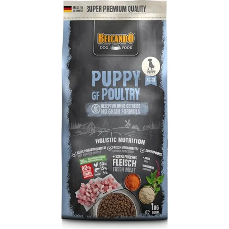 Belcando Puppy GF Poultry, getreidefreies Welpenfutter, 1 kg, Alleinfuttermittel für Welpen bis 4 Monate, mit 40% frischem Geflügel – Bild 1