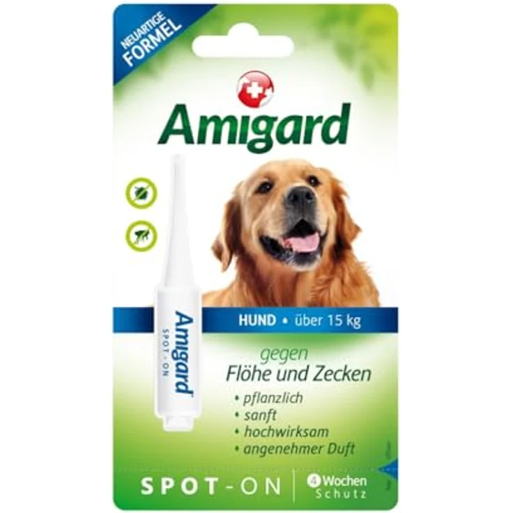 Amigard Spot-On für mittlere Hunde, 1er Pack, gegen Zecken und Flöhe, 1 Monat Schutz, pflanzliche Wirkstoffe, vegan, ohne Parfüm und Konservierungsmittel – Bild 1