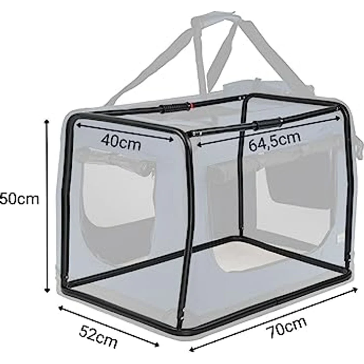 lionto Tiertransportbox, stabil und faltbar für Hunde und Katzen bis 15 kg, 70x52x50 cm, dunkelblau mit optimaler Luftzirkulation und abnehmbarem Innenkissen – Bild 5