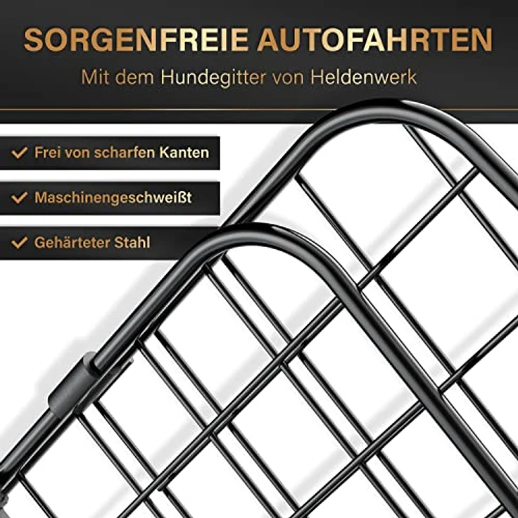 HELDENWERK Universal Kofferraum Trenngitter für Hunde, stufenlos verstellbares Schutzgitter mit Kopfstützen-Befestigung, platzsparendes Design für Kombis, SUVs und Vans – Bild 5