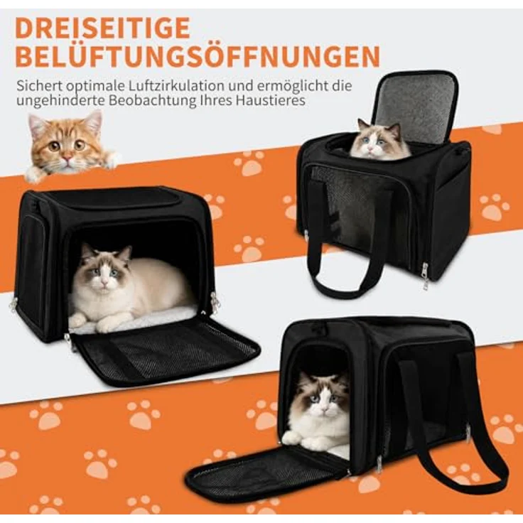 Aipwerer Faltbare Transportbox Katze, Atmungsaktive Tragbare Katzen Transporttasche in M und L, Robustes Design mit komfortabler Liegefläche – Bild 5