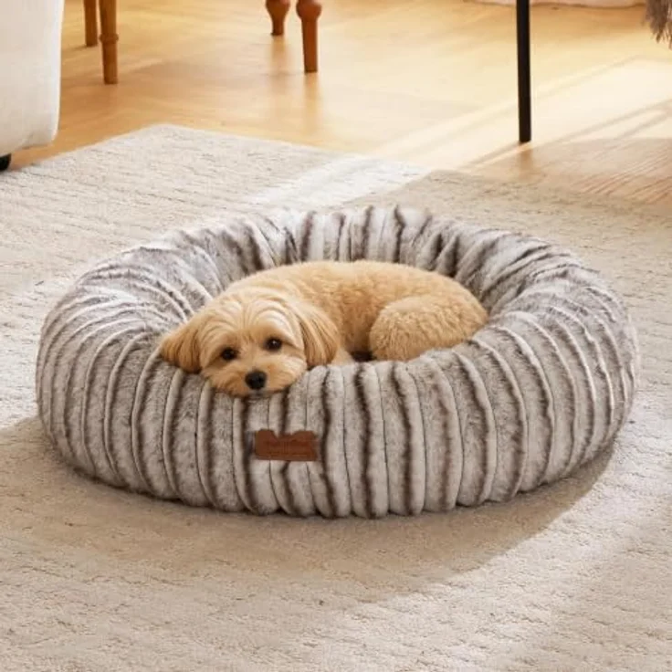 FUKUMARU Orthopädisches Hundebett, Katzenbett mit waschbarem Bezug, modernem Farbverlauf und rutschfestem Boden, 64 x 64 x 18 cm, Braun – Bild 1