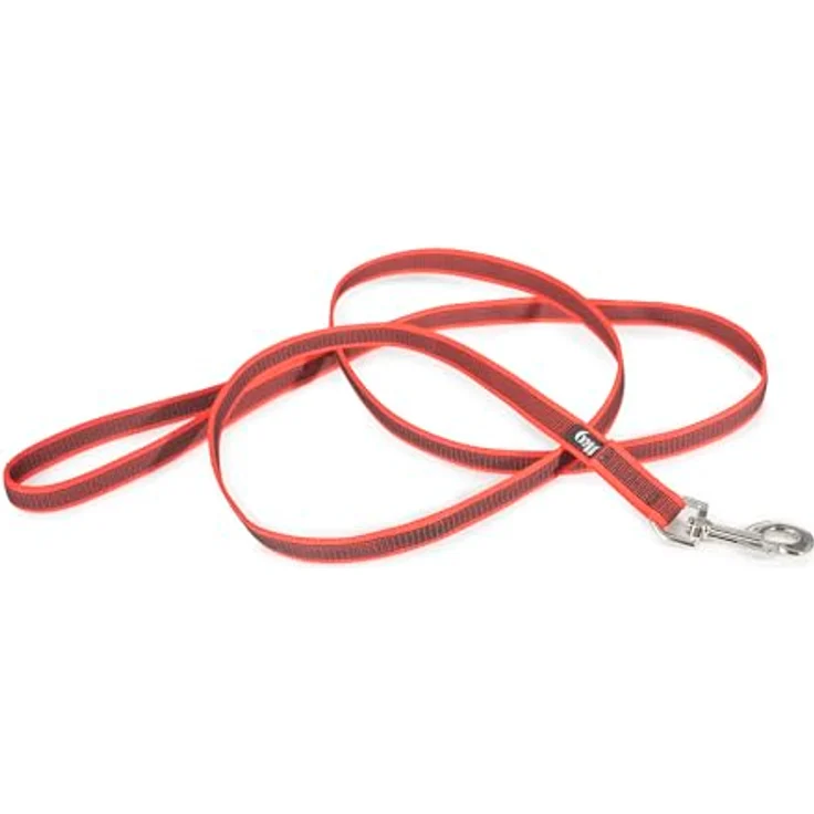 JULIUS K-9 IDC Color & Gray gumierte Leine, 20 mm x 2 m mit Schlaufe und D-Ring, stark und widerstandsfähig, Rot-Grau – Bild 1