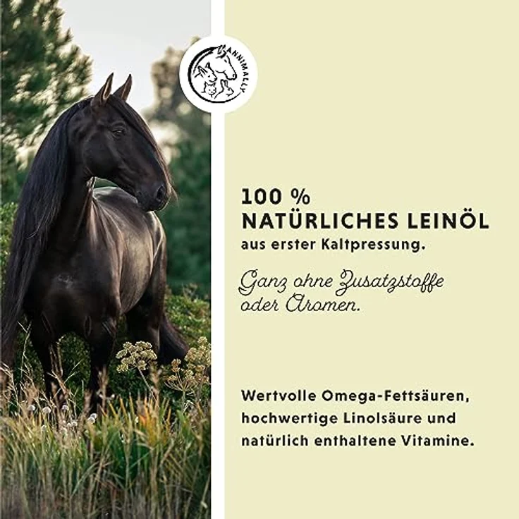 Annimally Premium Leinöl für Pferde & Hunde, 5l Kanister, kaltgepresst, reich an Omega 3 Fettsäuren, 100% natürlich, hergestellt in Deutschland – Bild 4