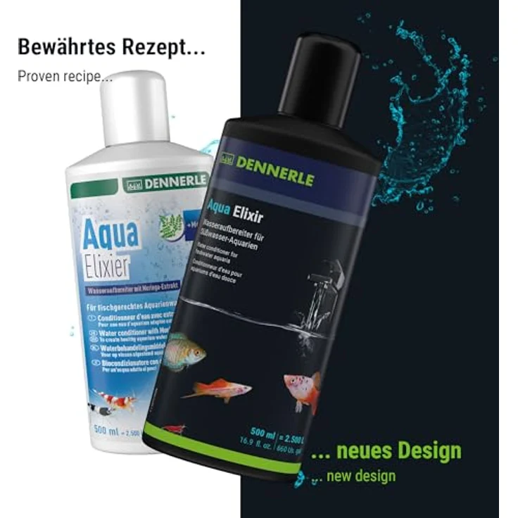 Dennerle Aqua Elixir 500 ml, Wasseraufbereiter für Süßwasser Aquarien - neutralisiert Chlor, bindet Schwermetalle, schützt Fische – Bild 2
