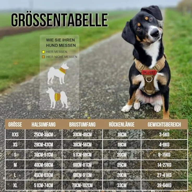 OneTigris Taktische Hundeweste, Service Hundegeschirr aus 1000D Nylon, MOLLE-kompatibel, Größe M, Braun – Bild 2