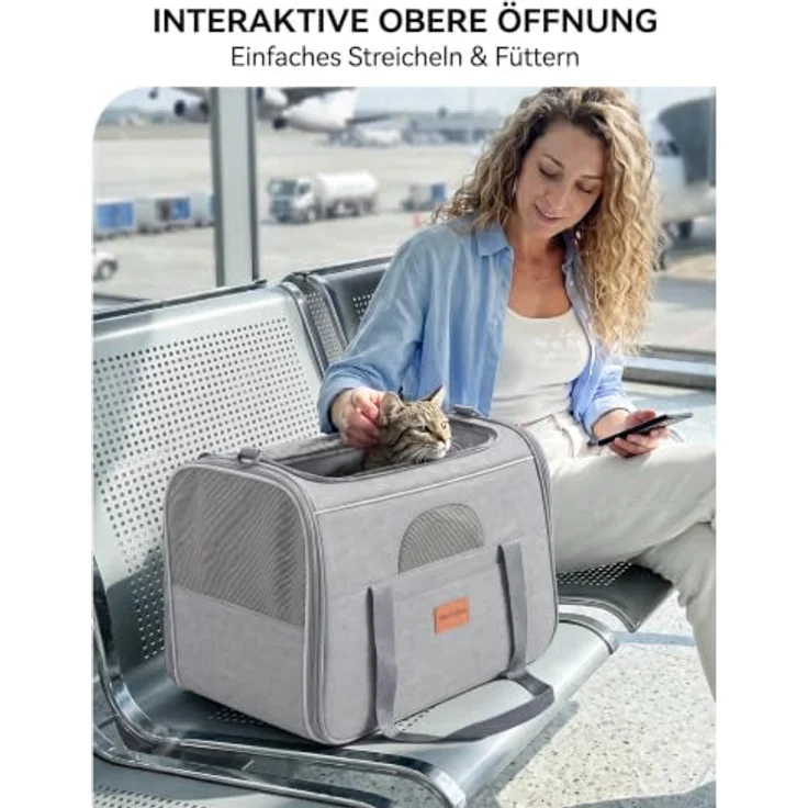 Morpilot Katzentransportbox für große Katzen und Welpen bis 6.8 kg, faltbare Hundetasche mit atmungsaktivem Mesh und Sicherheit Reißverschlüssen, ideal für Auto und Flugzeug – Bild 3