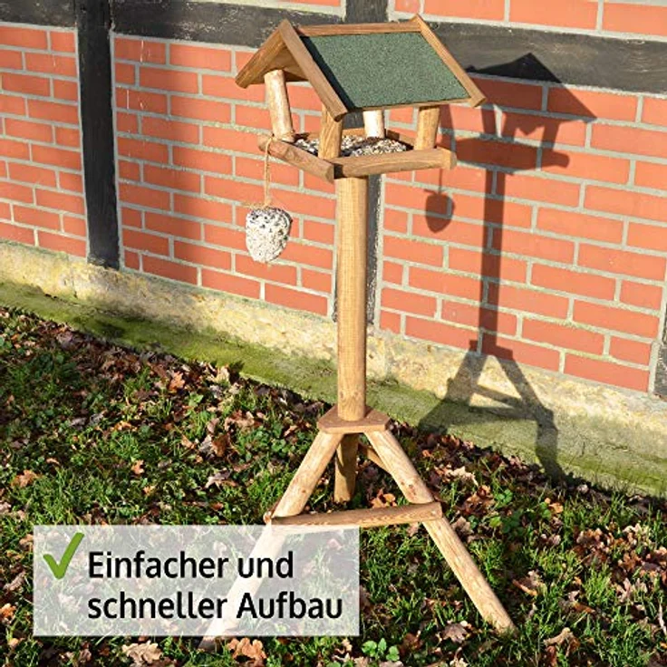 Zooprinz Stabiles wetterfestes stehendes Vogelhaus für Wildvögel, einfacher Aufbau aus Holz, ohne Ablage – Bild 4