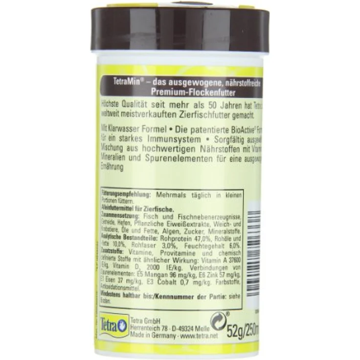 UINCLU TetraMin Hauptfutter für Zierfische, Flockenform mit Präbiotika für gesundes Fischleben, 250 ml Dose – Bild 4