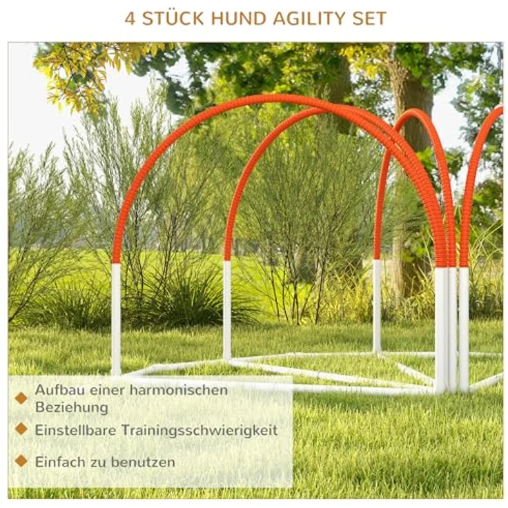 PawHut Agility Set Hunde, 4-teiliges Trainingszubehör mit Steckhürden und Slalomstangen, tragbare Oxford-Tasche, stabil und langlebig – Bild 4