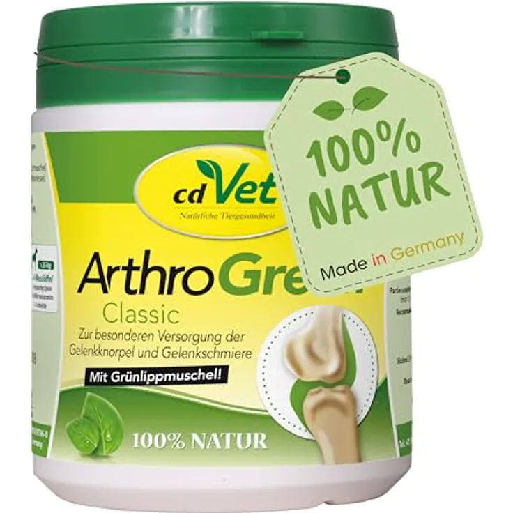 cdVet ArthroGreen Classic, Hundefutter mit 30% neuseeländischer grünlippiger Zuchtmuschel für gelenkempfindliche Hunde und Katzen, 345 g