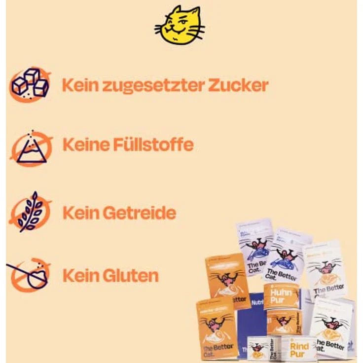 The Better Cat Getreidefreies Nassfutter Huhn & Forelle, 12x85g - 96,5% Fleischanteil, ohne Zucker, mit Präbiotika, regional produziert in Deutschland – Bild 5