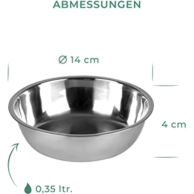 LAUBLUST Zusatzschalen für Futterstation Größe M, 2er Set Edelstahlnäpfe | ca. 14 x 3 cm, 2 x 0,35l, spülmaschinenfest – Bild 4