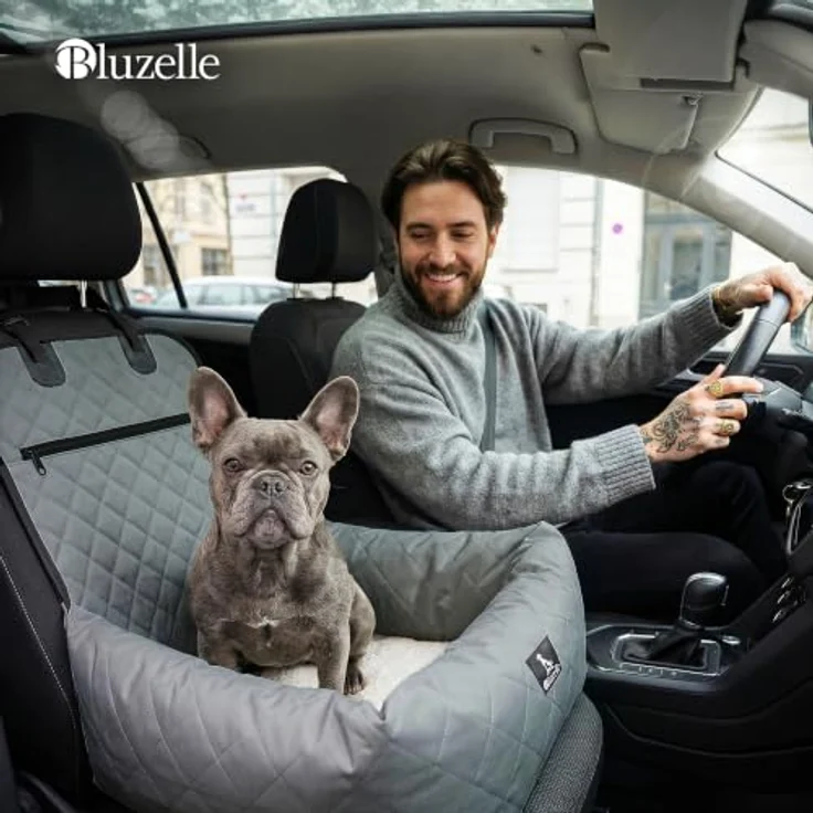 BLUZELLE Hunde Autositz & Hundebett 2-in-1, Wasserfest, abwischbar, für kleine und mittlere Hunde bis 14kg, Schwarz – Bild 2